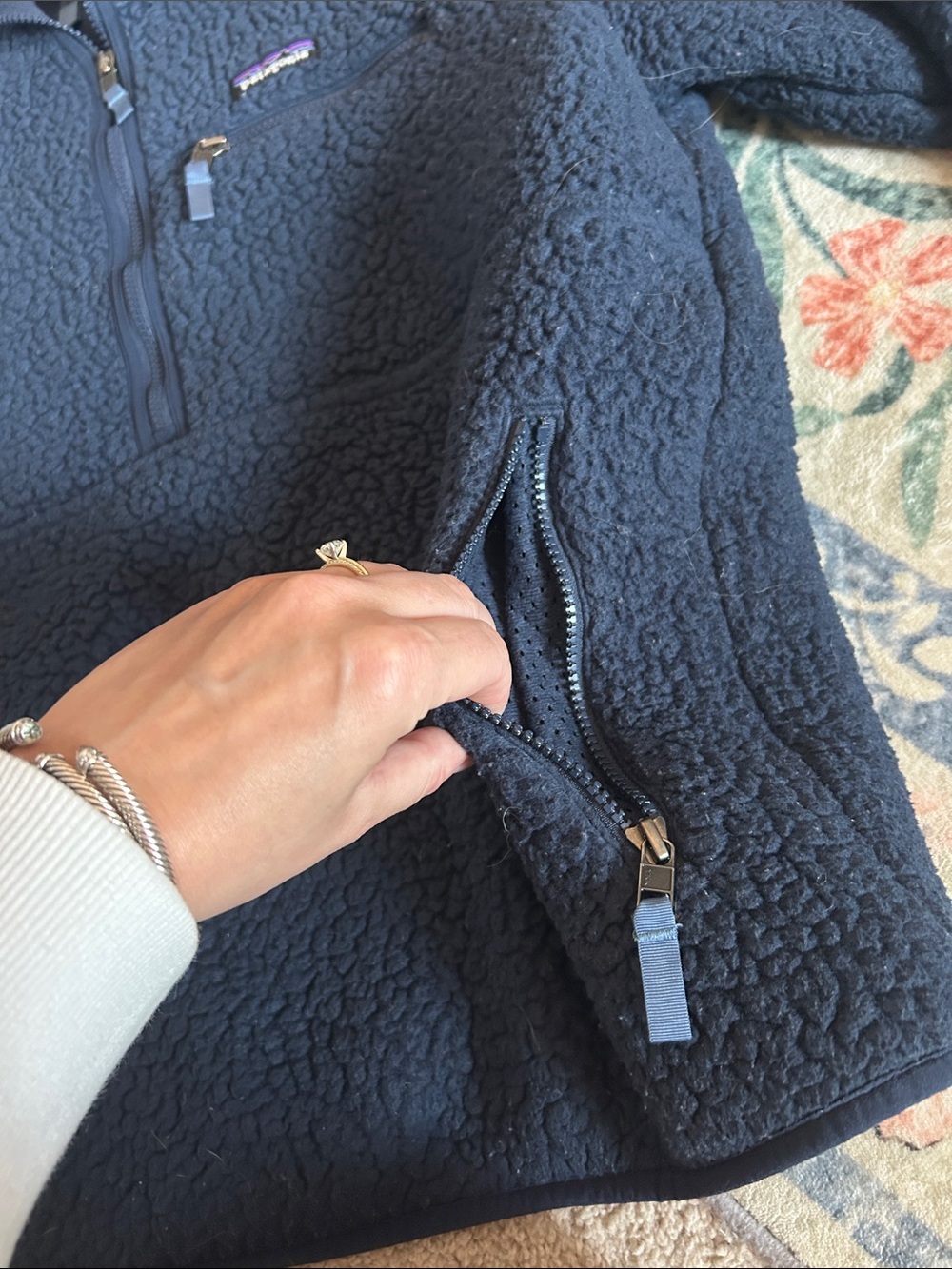 Patagonia Womens Navy Half-Zip Fleece Pullover XL - Picture 5 of 7